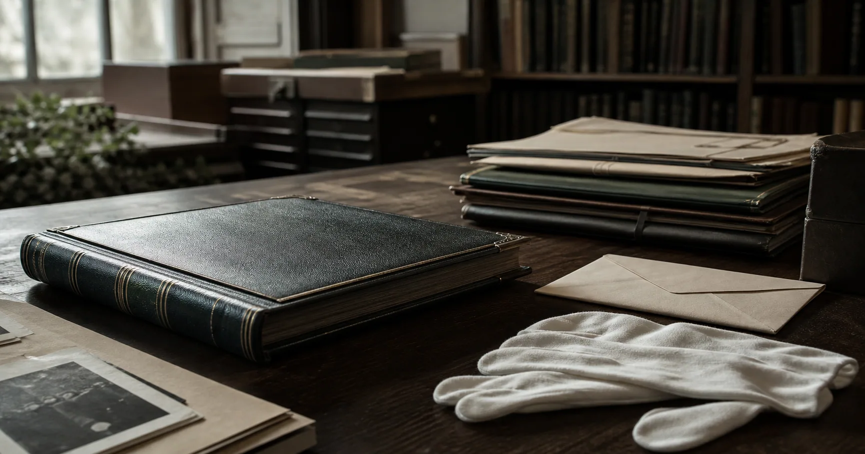 Fictional family album and archival materials used as a legacy placeholder